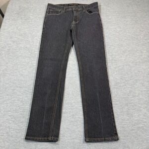 WT02 Jeans Men 30x32 Black Slim Straight Stretch Dark Wash Casual Denim Pants‎